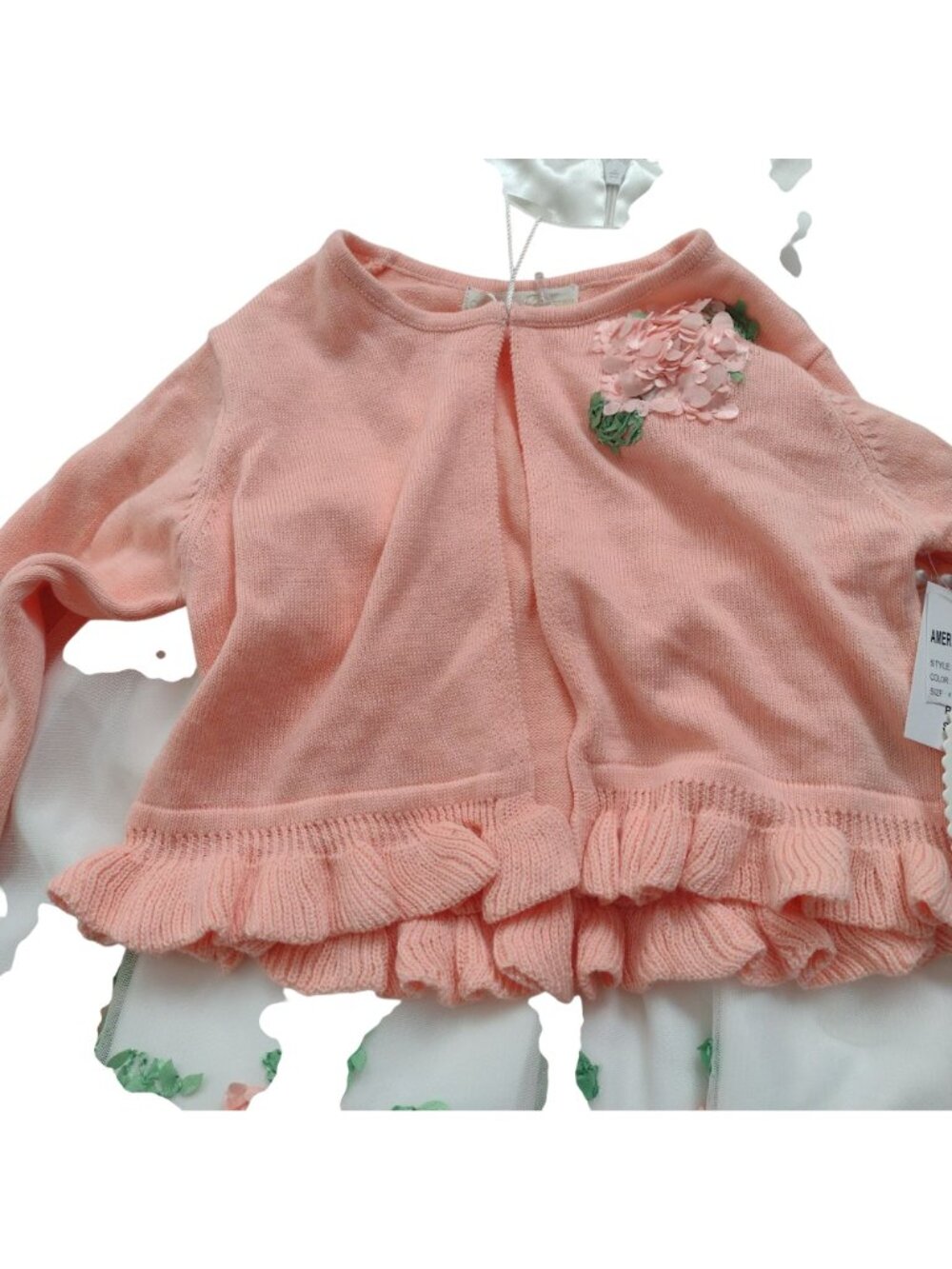 American Princess 2 Piece Dress 4 NEW 3-D Floral Pretty Flower Girl Church Dress - Picture 9 of 11